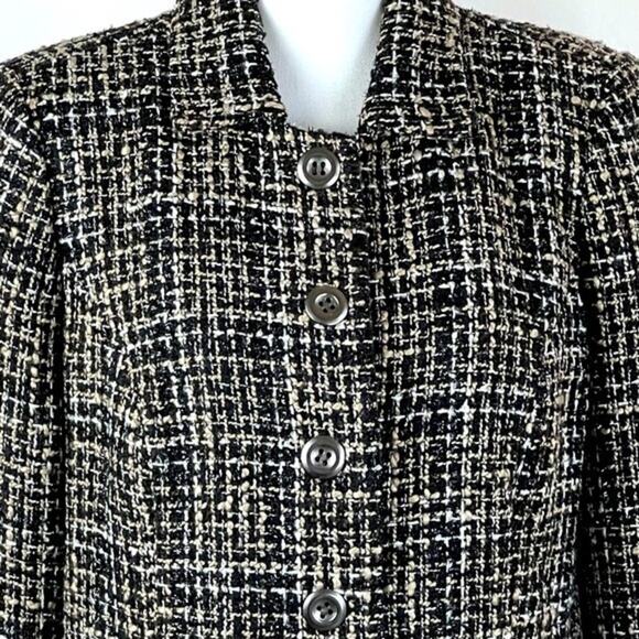 Christopher & Banks Tweed Blazer Jacket with Metallic Black Threads Size M - Picture 2 of 12